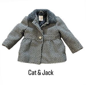 CAT & JACK gray white coat jacket blazer top size 18 months